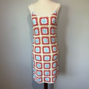 Willow & Wind Crochet Granny Square Mini Dress XS